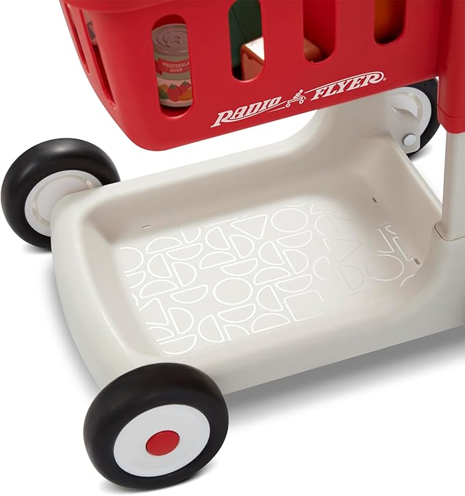 Radio Flyer Toddler Shopping Cart Walker with Wheels, Lights, and Sound for Ages 1+, Educational and Imaginative Play and Walk Behind
