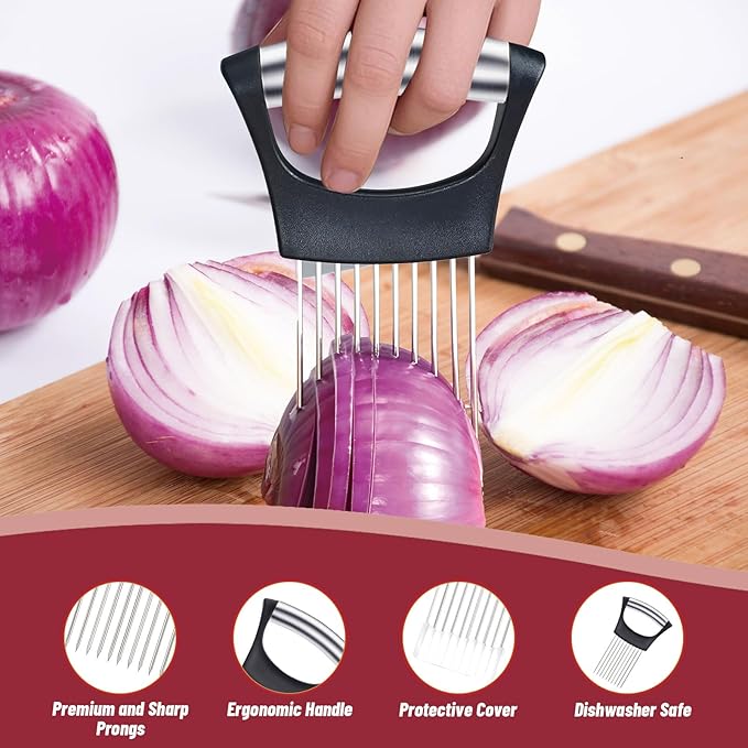 Stainless Steel Onion Holder for Slicing,Onion Slicer Holder,Kitchen Gadget