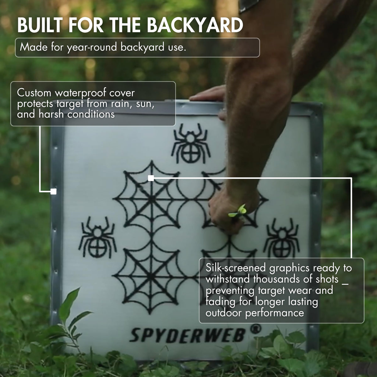 SpyderWeb 20XL No Speed Limit Easy Arrow Pull and Stop, Crossbow Target Block 500fps, Long-Lasting Spylar Face, Custom Waterproof Cover for Backyard Use, Over 200 Practice Points, Field Tip Only