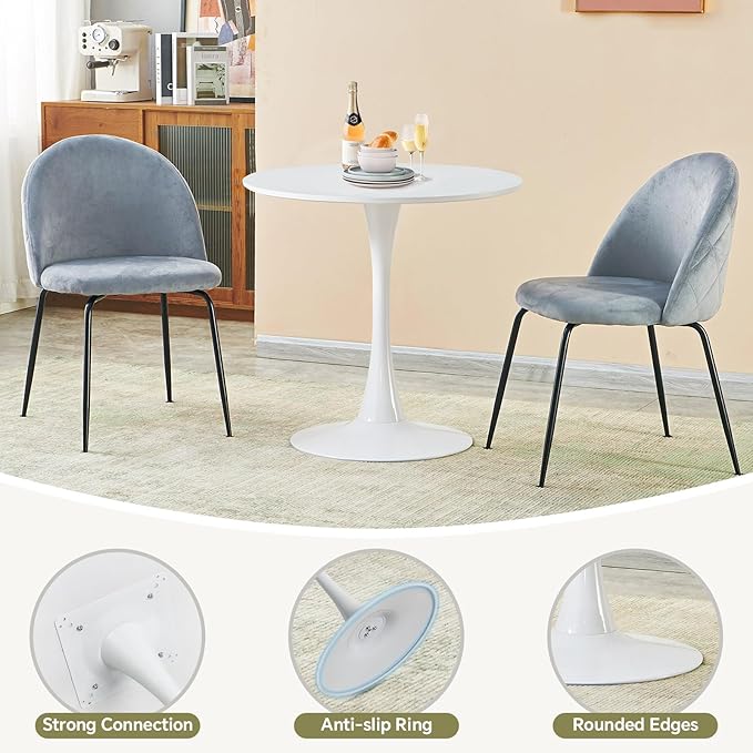 Small Space 27.5 Inch White Round Tulip Dining Table - Modern Pedestal Base Kitchen Table for 2-4 People - Easy Assembly & Easy to Clean