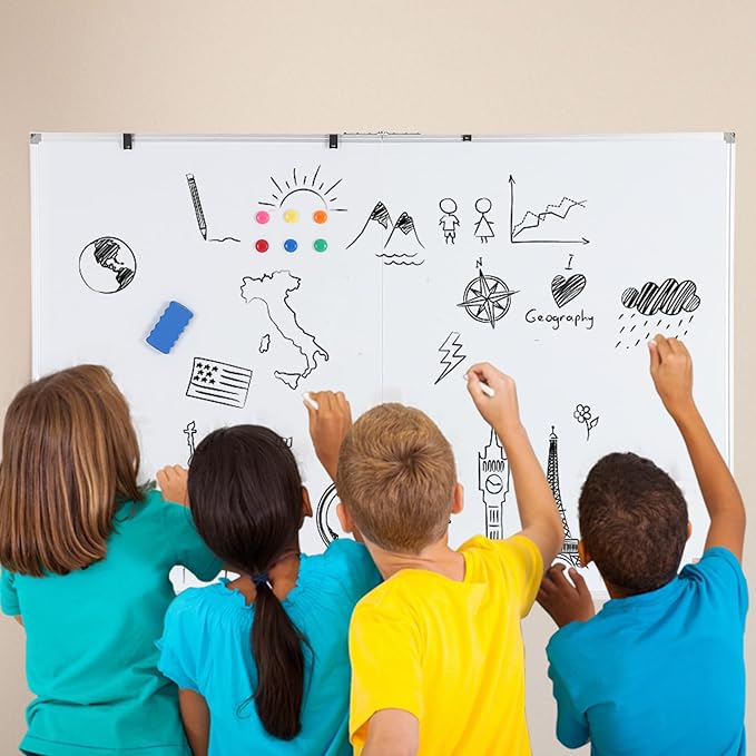 Magnetic Whiteboard 60x40 Inch - Large Dry Erase Board for Wall with Aluminum Frame & Deep Pen Tray - Smooth Writing Surface for Office, Classroom, Home & Conference Room