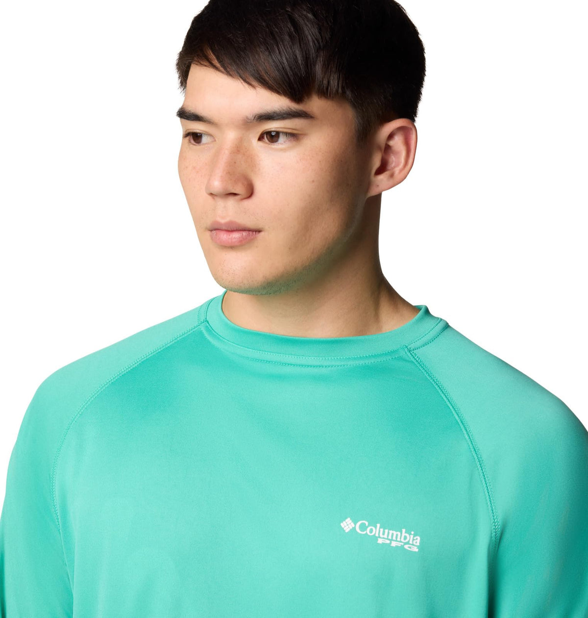 Columbia Men's PFG Terminal Tackle Long Sleeve Fishing Shirt, Glaze Green/White Logo, X-Small