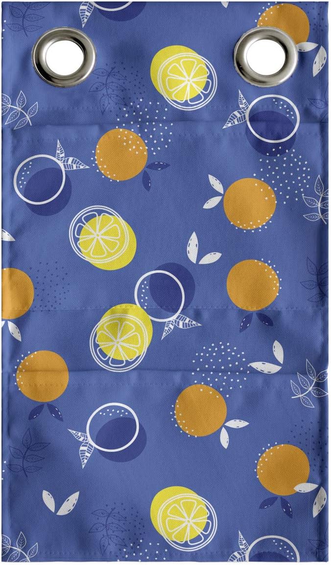 Ambesonne Fruits Hanging Pocket Organizer, Vibrant Oranges and Lemons Silhouettes with Mini Polka Dots, Printed Polyester Storage Bag with Pockets, 9" x 16", Violet Blue Orange