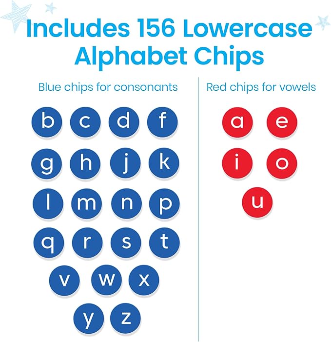 hand2mind Lowercase Alphabet Chips, Toddler Learning Letters for Spelling, Learn to Spell for Kids, Reading Tools for Kids, Science of Reading Manipulatives, Teaching Supplies Kindergarten
