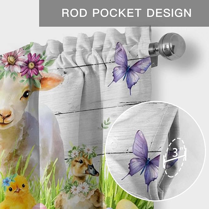 Easter Curtain Valances for Windows, Kitchen Valance Window Treatment, Spring