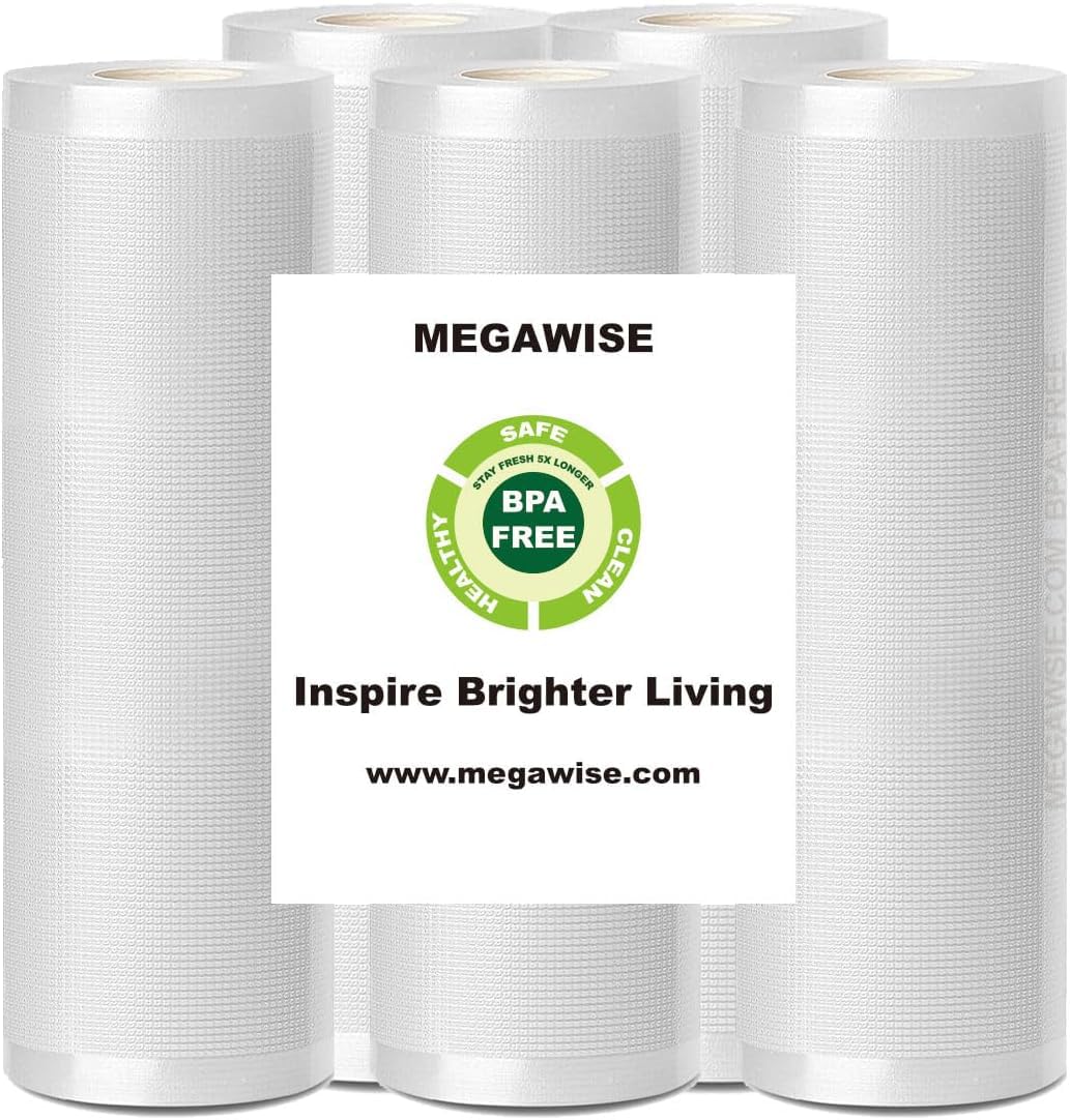 MEGAWISE Vacuum Sealer Rolls, 8 in x 21.6 ft, 5 Pack, BPA-Free