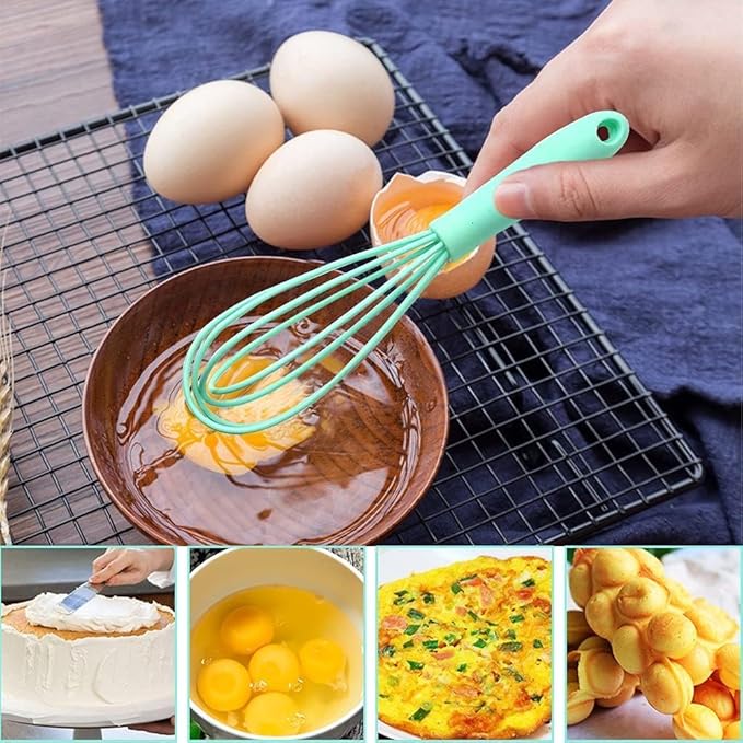 5 Pcs Silicone Mini Whisk,Stainless Steel Dough Small Whisk