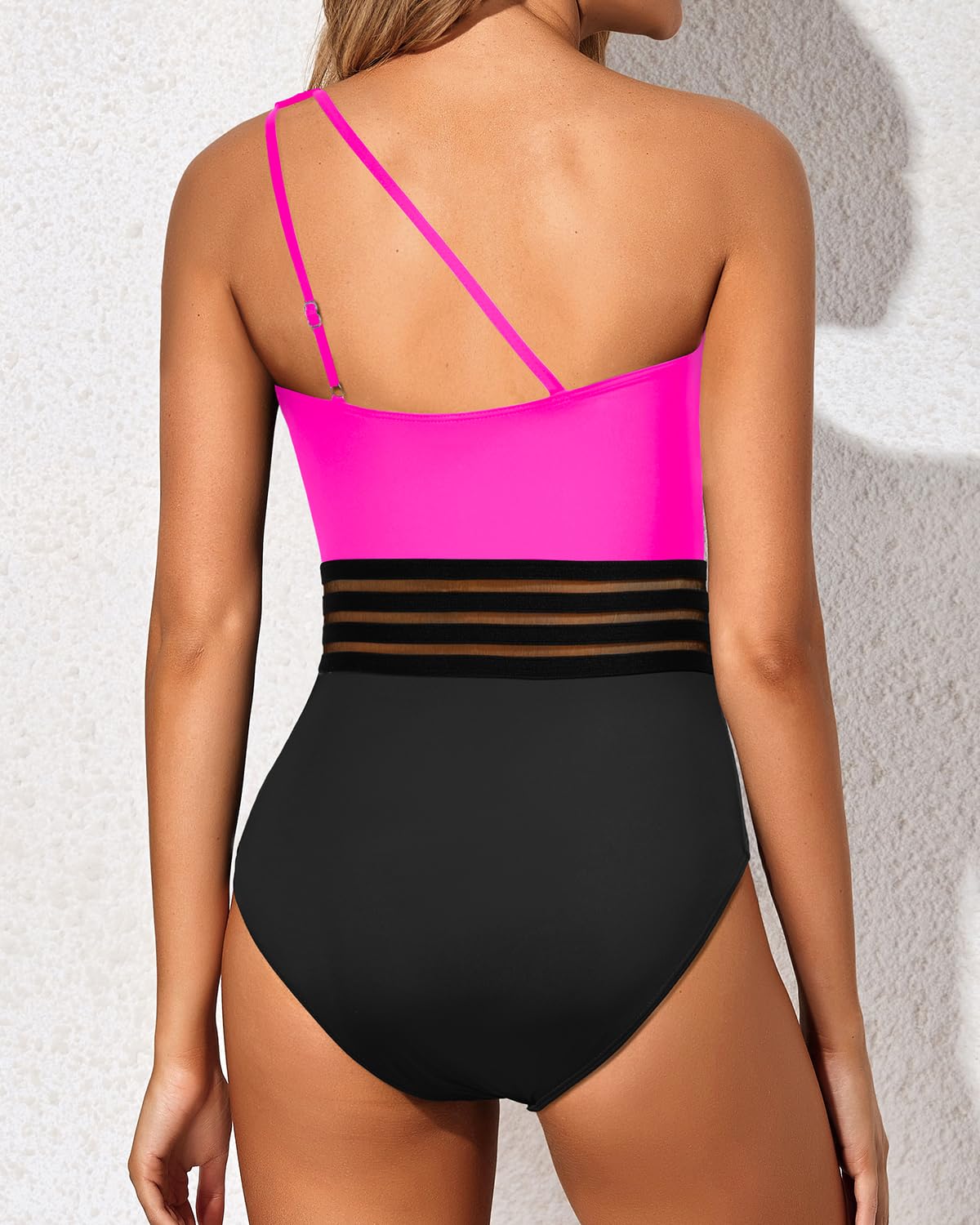 Women's One Shoulder One Piece Tummy Control Swimsuit Full Coverage