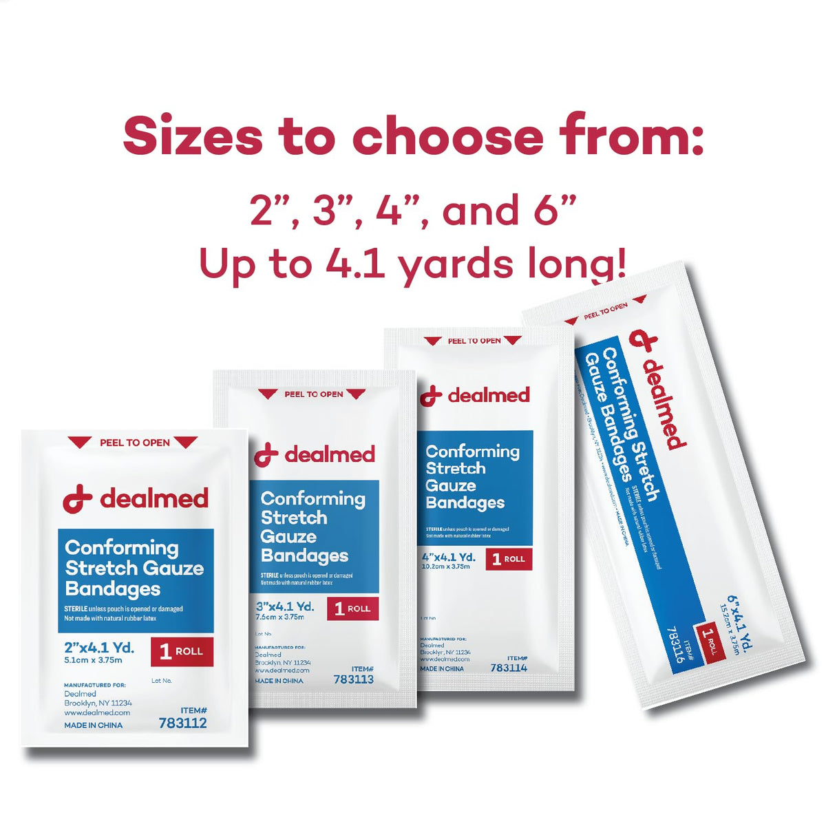 Dealmed Sterile Conforming Stretch Gauze 3 in - Latex Free - 12 Rolls