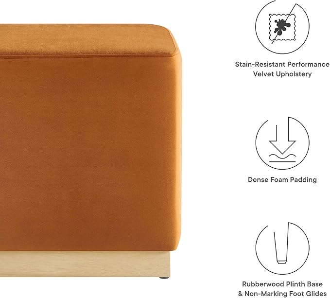 Modway 17" Square Performance Velvet Upholstered Upholstered Ottoman