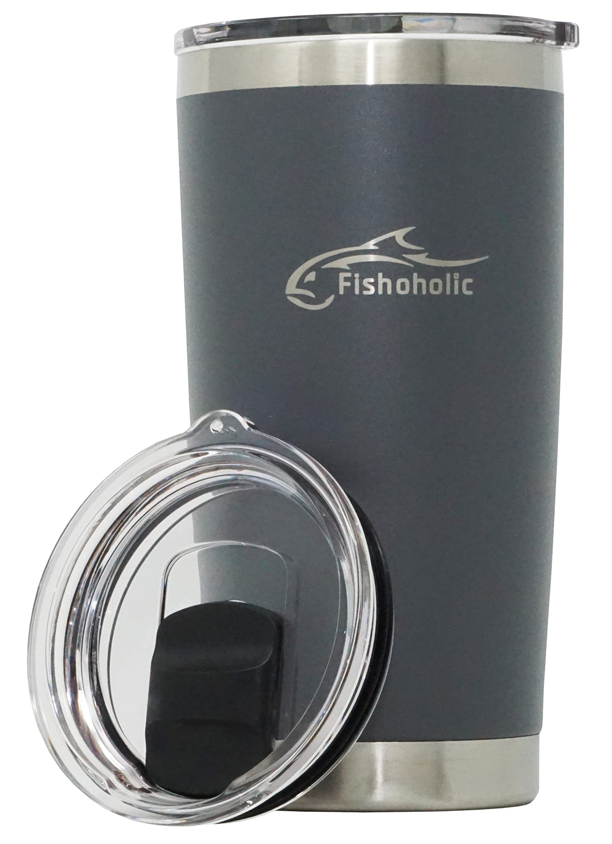 Fishoholic 20oz or 30oz Tumbler w Magnetic Slide Lid for Hot & Cold Drinks, Stainless Steel, Double Wall, Vacuum Insulated, Mug Glass Cup