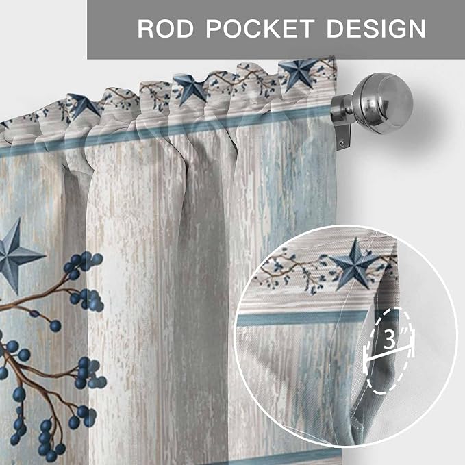 Texas Star Blue Curtain Valances