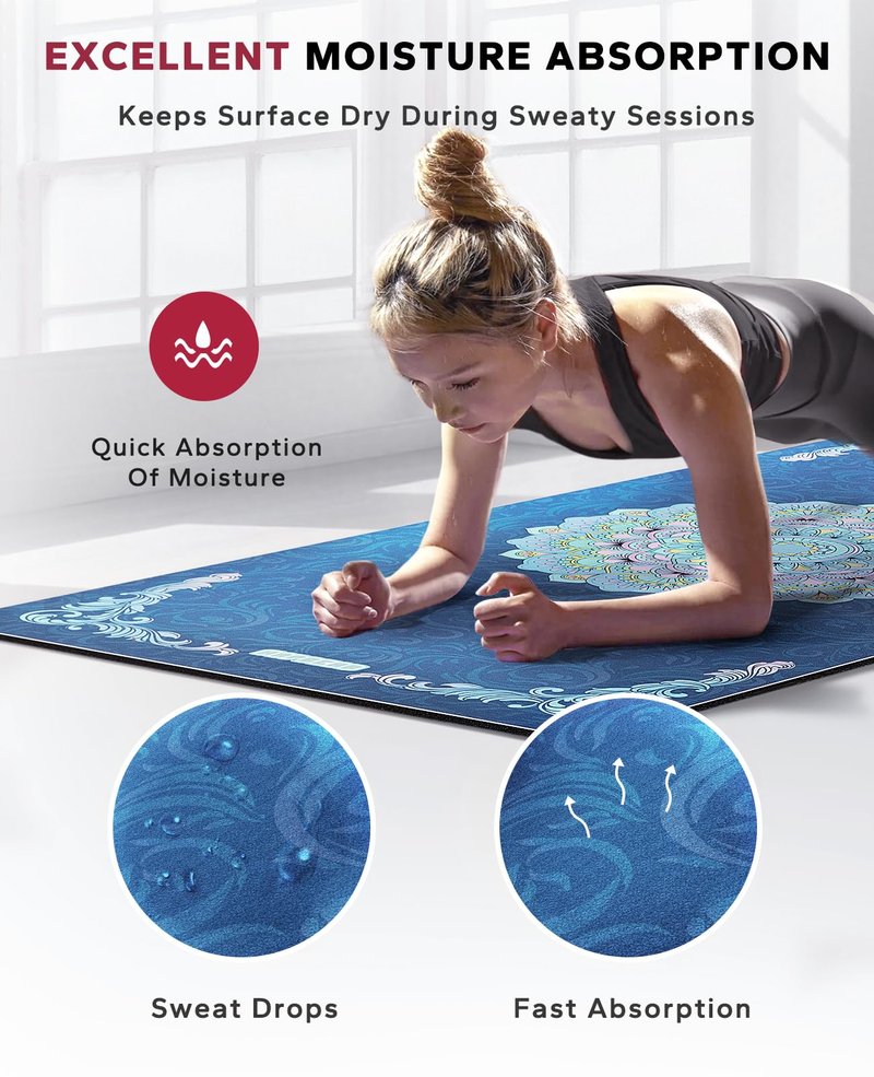 HAPBEAR Large Yoga Mat - 72x36'' Wide workout Mat, Suede Surface with TPE Layer, 1/4'' Thick for Cushioned Support, Non-Slip Yoga Mat, Suitable for Yoga, Pilates, Home and Gym Workouts