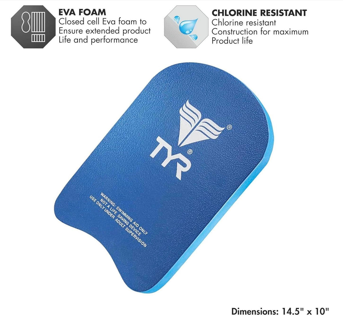 TYR Youth Classic Kickboard - Durable Foam Swim Training Board for Kids