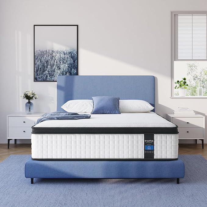 Inofia Twin Size Mattress, 14 inch Hybrid Twin Mattress in A Box,Ultra Comfort Memory Foam Layer, Medium Feels, Cooling Breathable Cover,Low Motion Transfer Supports for Any Sleep Position