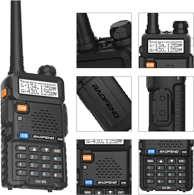 Baofeng UV-5R Dual Band Two Way Radio Handheld Ham Radio Long Range Walkie Talkies Pack of 10 for Adults School Team Management (Black) with 5W High Gain