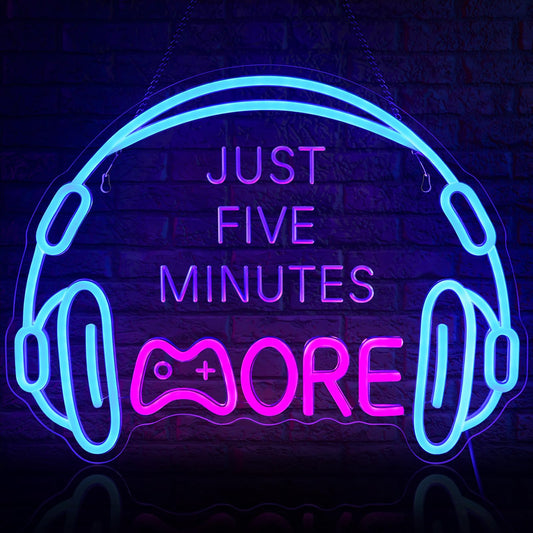 Gaming Neon Sign, Large Bright and Dimmable Colored LED Headset Gamer Neon Light and USB Powered Headphone Lightup Game Signs for Game Zone Video Room Boy Bedroom Wall Decor (Can't Hear You I'm Gaming)