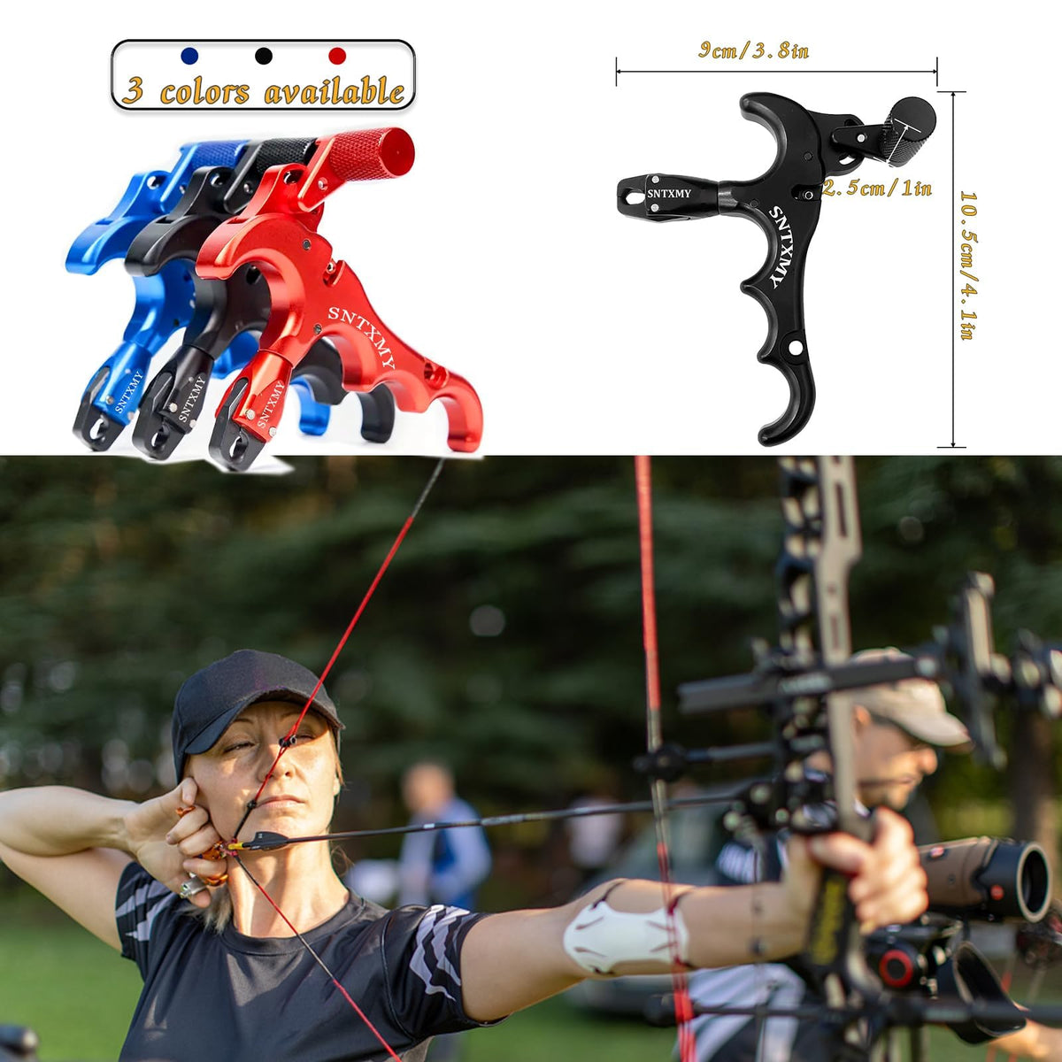 sntxmy Bow Release for Compound Bow, Archery Release Trigger, Compound Bow Release, Thumb Release. (4 Finger Bow Release, Red)