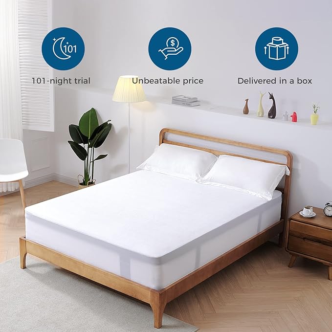 Inofia 12 inch King Mattress Hybrid with Waterproof Rayon Mattress Protector Included, Medium Firmness Cool Bed for Ultimate Support, Motion Isolation for Any Sleepers, King Size Mattresses