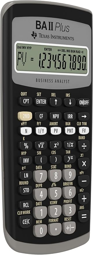 Texas Instruments BA II Plus Financial Calculator, Black Medium