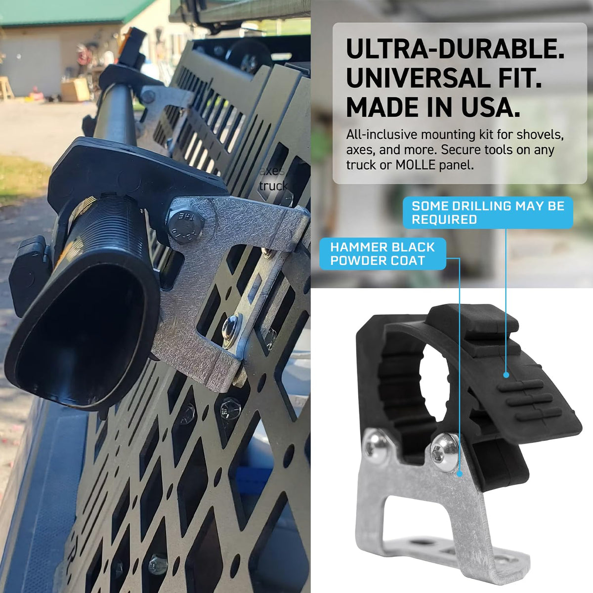 Rago Molle Panel Mounts with Quick Fist Clamps for Shovels and Axes CNC