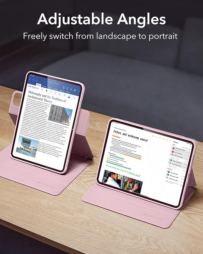 ESR for iPad Pro 13 Inch Case (M5/M4) 2025/2024, Removable Magnetic Cover, Vertical Stand, Fully Supports Pencil Pro and Pencil(USB-C), Rebound 360 Series, Pink