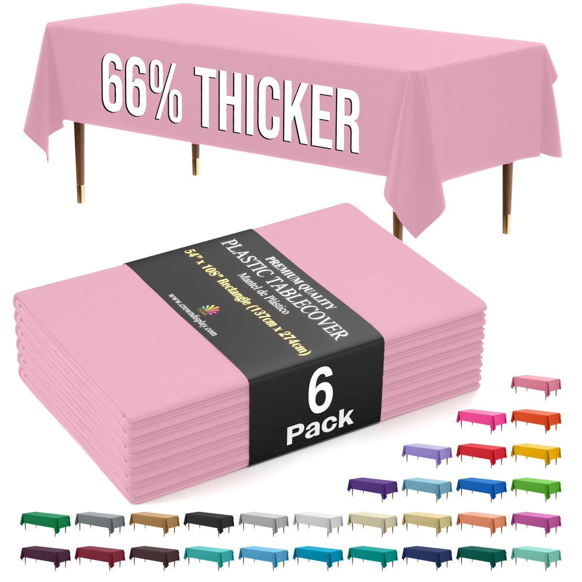 Exquisite Party Solids 66% Thicker Premium Plastic Table Cloth Rectangle Table Cover 0.5 Mil 12 Pack Red Table Cloth 54 Inch x 108 Inch Disposable Tablecloth Won't Tear Easily Like Cheap Thin Brands