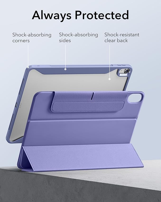 ESR for iPad Air 13 Inch Case M4/M3/M2 (2026/2025/2024) with Pencil Holder, Removable Magnetic Cover, Vertical Stand, Fully Supports Pencil Pro and Pencil(USB-C), Rebound 360 Series, Purple