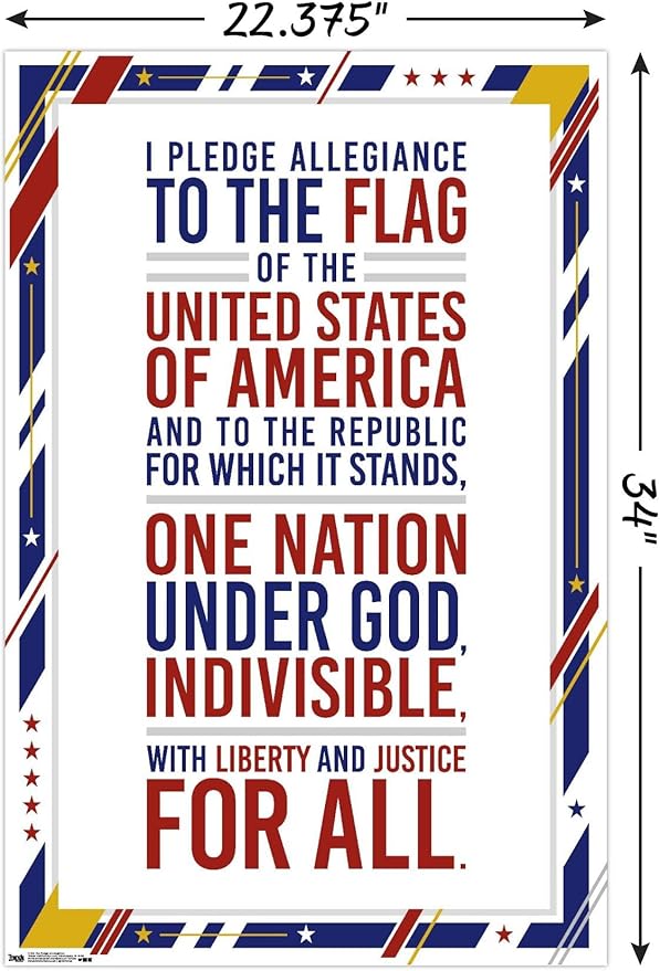 Trends International The United States Of America - Pledge Of Allegiance Wall Poster, 22.375" x 34", Poster & Clip Bundle
