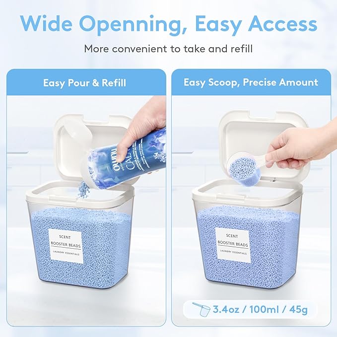 Lifewit Laundry Pods Container with Pop-up Lid, Detergent Dispenser, Dryer Sheet Holder, Laundry Room Organization Storage Jars for Washing Powder, Soap, Scent Booster Beads,0.5+0.72gal, 6 Pcs