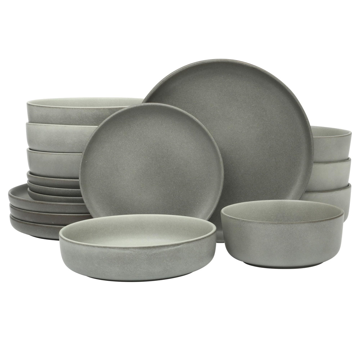 Gibson Elite Tahoe Sunset 12 Piece Stoneware Reactive Glaze (Service for 4) Ceramic Plates and Bowls Dinnerware Set - Black