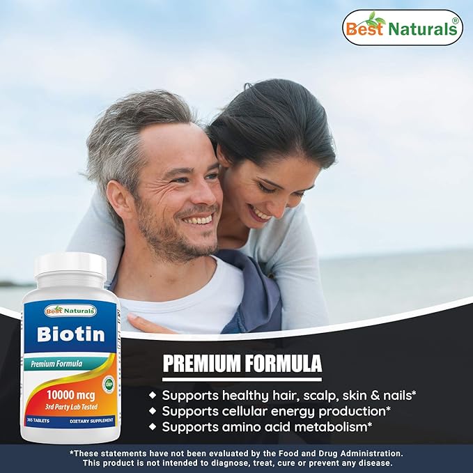 Best Naturals Biotin (Also Called Vitamin B7), 10,000 mcg 365 Tablets (365 Count (Pack of 2))