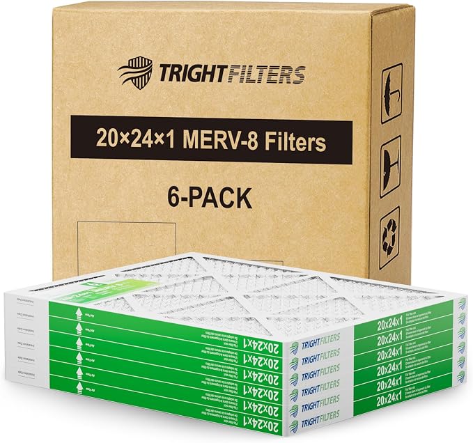 20x24x1 Air Filter 6 Pack, Durable MERV 8 Pleated Home HVAC AC Furnace Filters