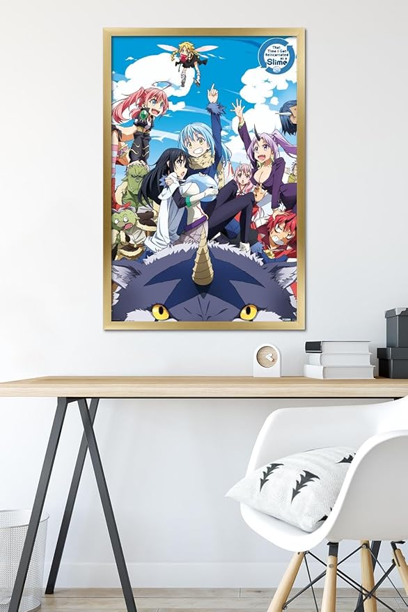 Trends International That Time I Got Reincarnated As A Slime - Group Wall Poster, 22.375" x 34", Gold Framed Version