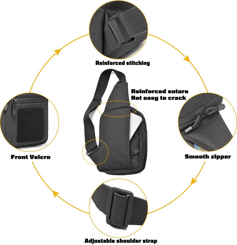 WCALULEG Concealed Carry Crossbody Gun Bag for Men, Ccw Sling Bag Tactical Shoulder Chest Pack Range Bags for Handguns (Black)