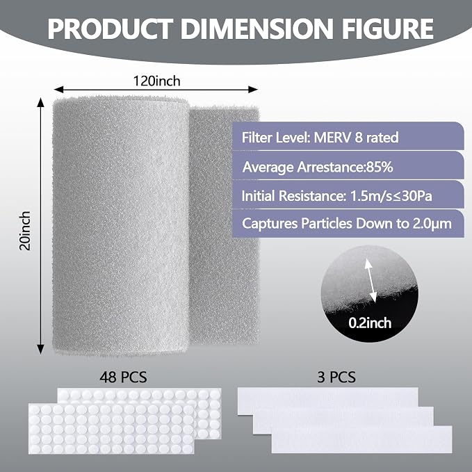 20" x 120" Air Vent Filters,