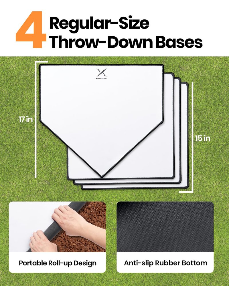Grand Slam Baseball Bat Set, Includes 1 Plastic Bat, 6 Perforated Balls and 4 Throw Down Bases for Youth, Teenagers, Adults