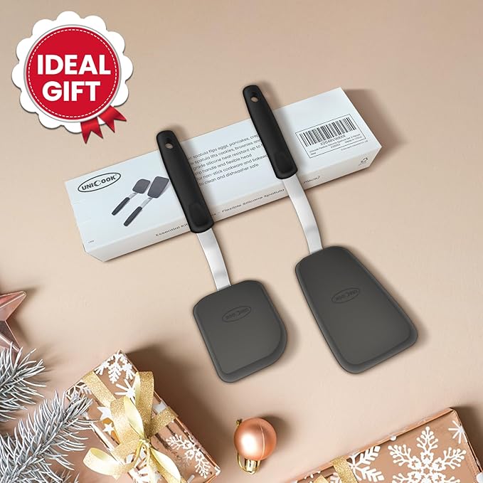 Unicook 2-Piece Small and Mini Silicone Spatula Set for Cooking and Baking
