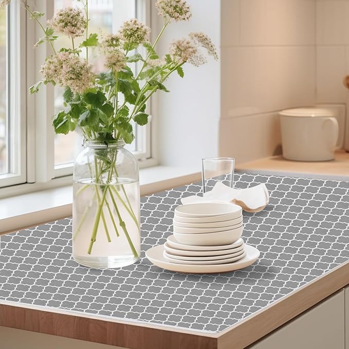 Drawer Shelf Liner for Kitchen Cabinets, Non Adhesive Slip Resistant Shelf Paper Easy to Clean, Strong Grip Thickened Waterproof Washable Mats for Pantry Shelves, Cupboard, Dresser, 24 in x 30 FT
