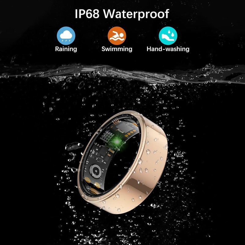 Smart Ring for Women Men, Fitness Ring with Heart Rate, Blood Oxygen,Stress, Sleep Tracker, Step Tracker, Fit Ring No Subscription Fee, IP68 Waterproof Smart Ring for iPhone & Android (Rose Gold, 8#)