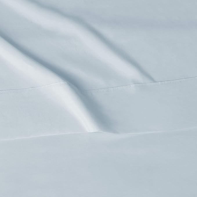 Amazon Basics Lightweight Super Soft Easy Care Wrinkle Free Microfiber 3 Piece Bed Sheet Set with 14-Inch Deep Pockets, Twin, Light Blue, Solid, Kids, Men & Women Bedding