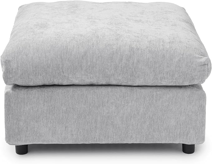 JACH Modern Ottoman Seater for Living Room, Cushion Covers Removable, Minimalist Footstool, Breathable Ottomans for Living Room, Apartment (Light Grey)