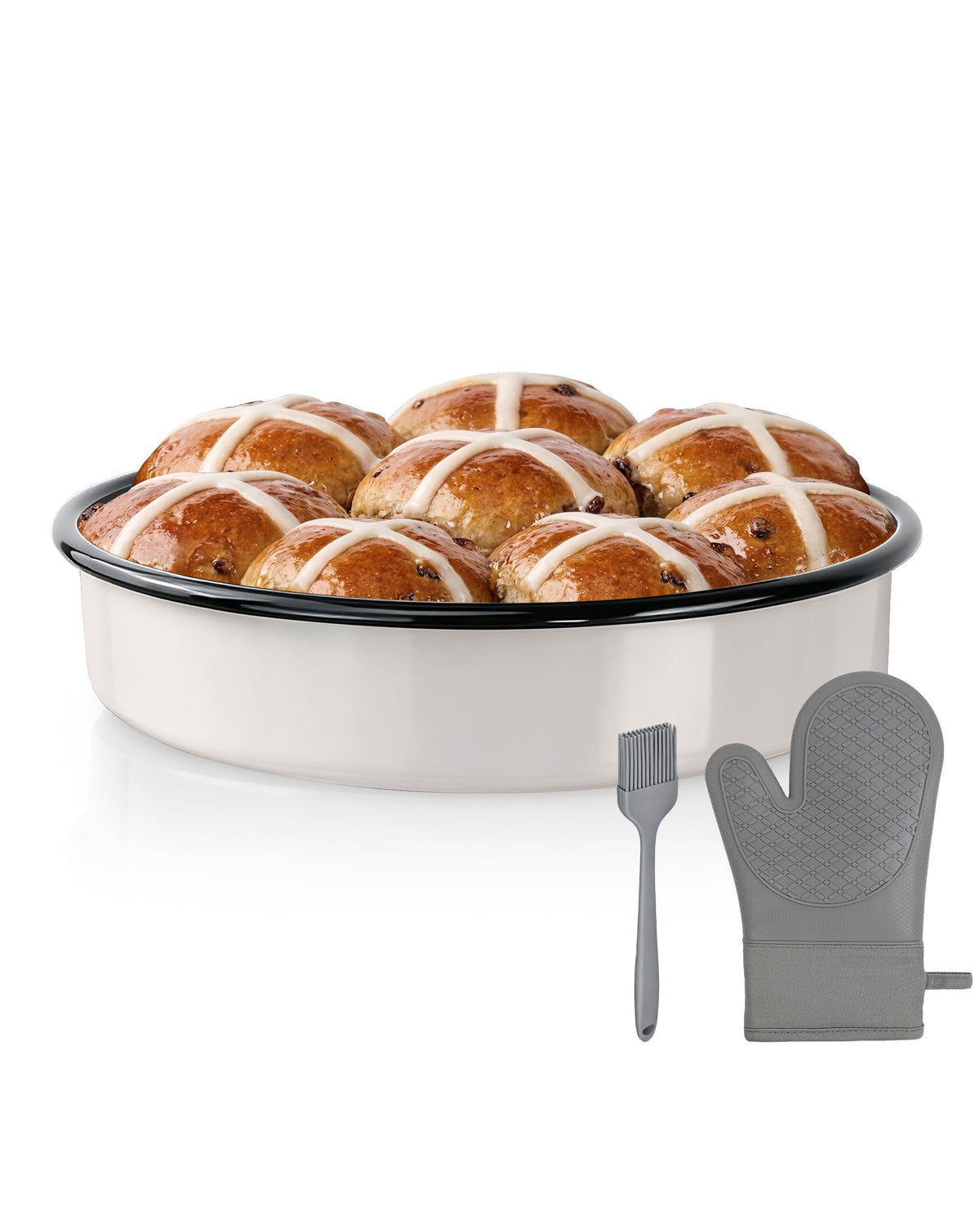 MCCSI Round Turkey Roasting Pan Set of 4, Enamel Deep Dish Pizza Baking Pan