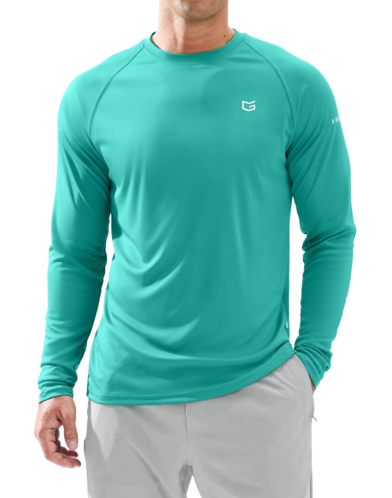Men's Sun Protection Long Sleeve Shirts UPF 50+ Rash Guard for Men SPF UV Fishing Hiking Running Workout Athletic Shirt Bright Green