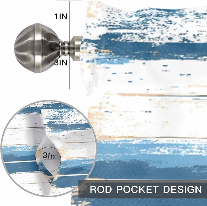 Vintage Blue Valances for Windows, 1 Panel
