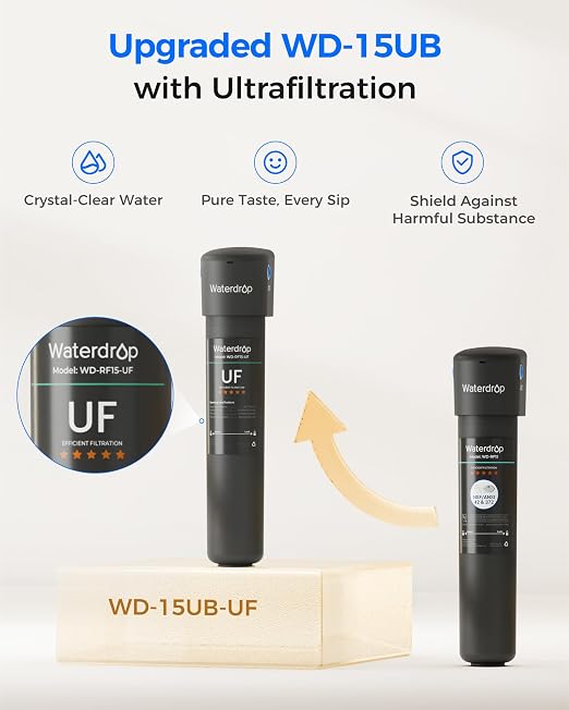 Waterdrop 15UB-UF 0.01 μm Ultra Filtration Under Sink Water Filter System