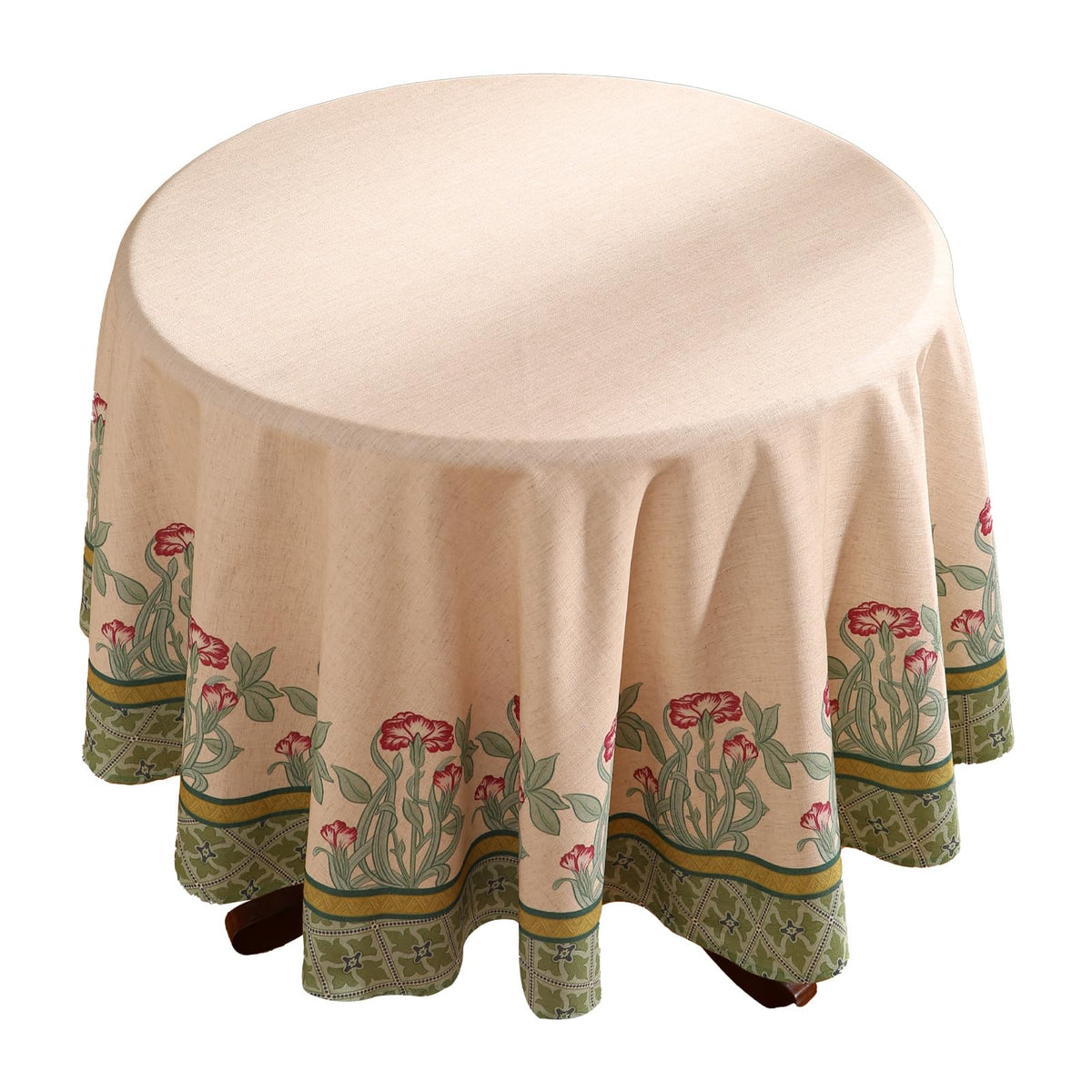 patdrea Vintage French Linen Tablecloth,Round,Diameter 55"-Wensel