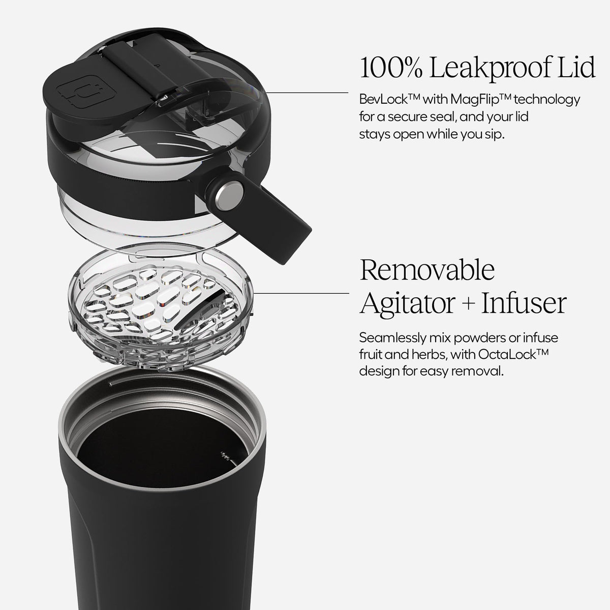 BrüMate MultiShaker Blender Shaker Bottle | 100% Leakproof Insulated Stainless Steel | Pre Workout and Protein Shaker Bottle for the Gym | 25oz (Dune)