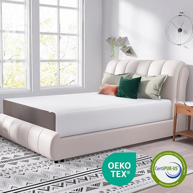 Amazon Basics Memory Foam Mattress, Soft Plush Feel, 12 Inch, King, White/Grey