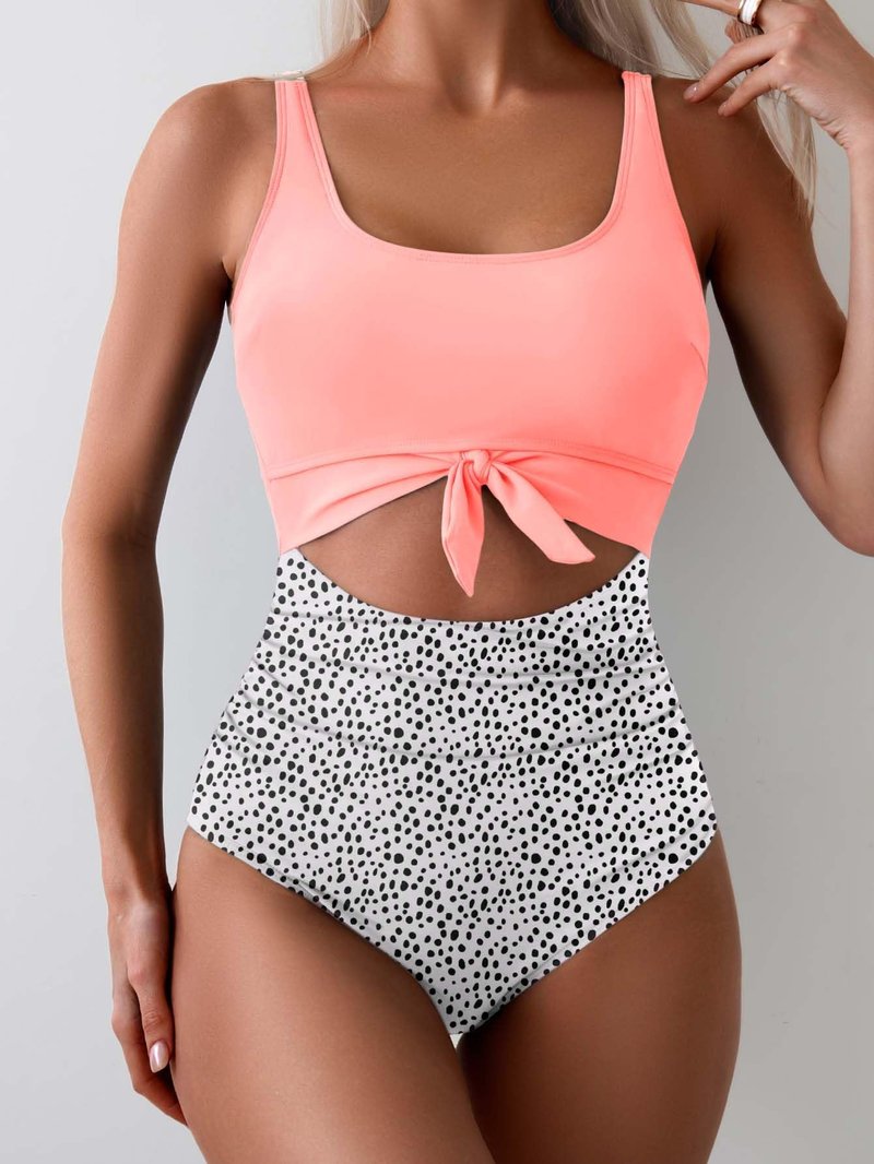 Eomenie Women's One Piece Swimsuit Tummy Control Slimming Bathing Suit Cutout Tie Knot Swimwear